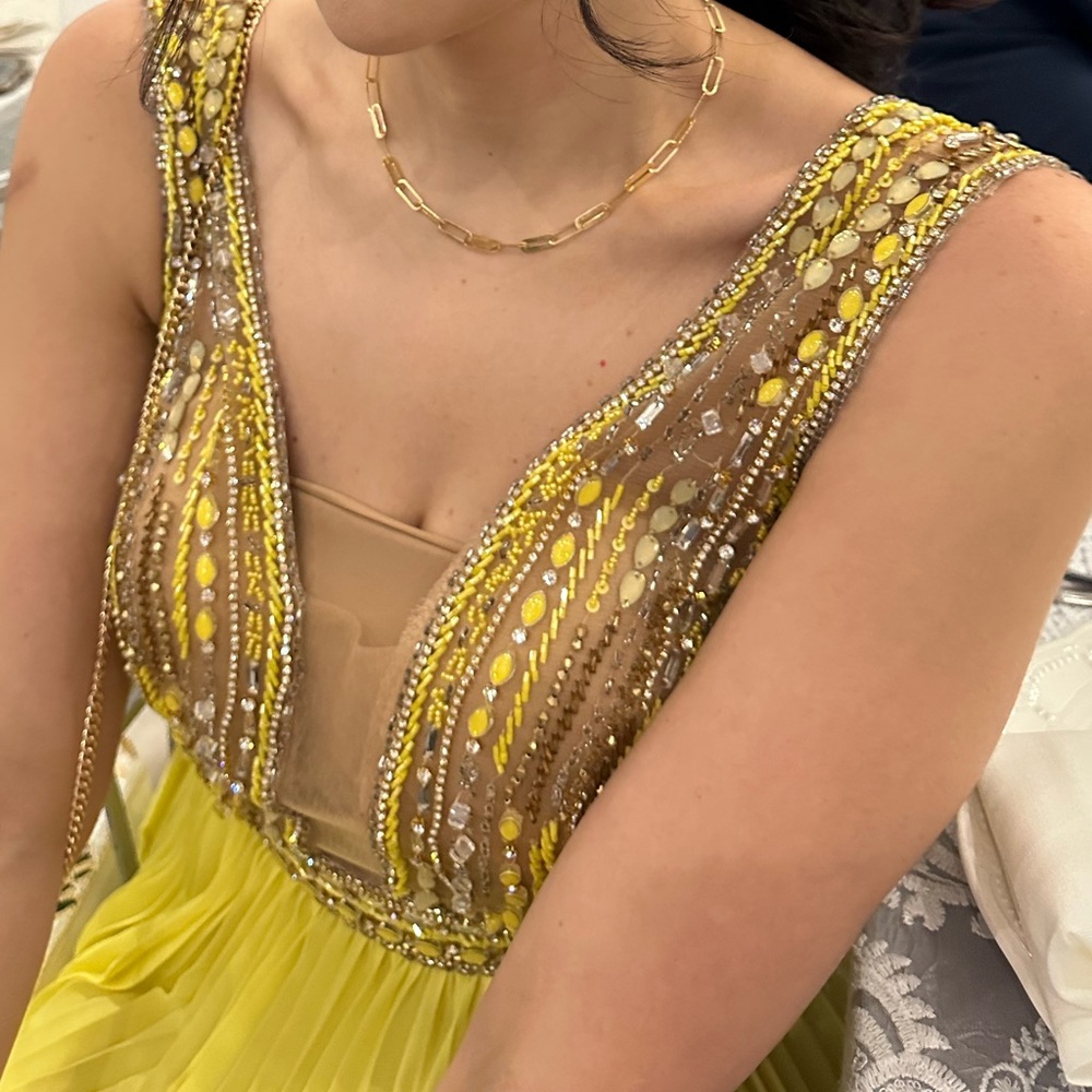 Terani Couture Yellow Beaded Prom Evening Gown NWT - Picture 9 of 11